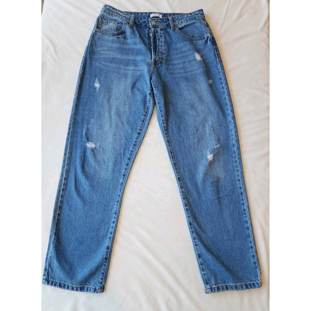 Forever 21 Womens Jeans Pants Light Blue Straight Distressed Size 29 Trousers